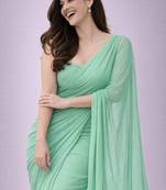 Mint  color plain georgette designer saree with blouse