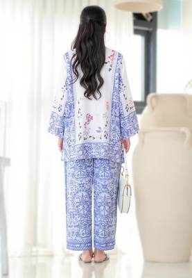purple printed rayon short kurti set  2