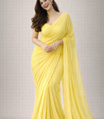 Mellow color plain georgette designer saree with blouse