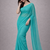Aqua color plain georgette designer saree with blouse