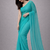 Aqua color plain georgette designer saree with blouse