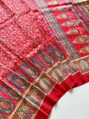 Red color  Pashmina Jaqurad Work Dola Silk Blend Saree 3
