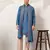 Blue viscose silk thread with sequence embroidered work kurta dupatta