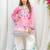 light pink rayon printed short kurti set for daily wear no dupatta