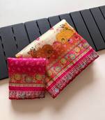 Off White Color Pashmina Jaqurad Weaving Work Dola Silk Saree