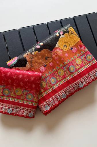 Black Color Pashmina Jaqurad Weaving Work Dola Silk Blend Saree