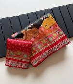 Black Color Pashmina Jaqurad Weaving Work Dola Silk Blend Saree