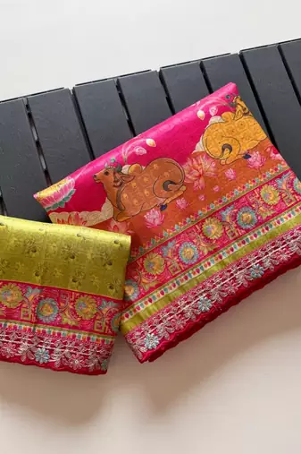 Rani Pink Color Pashmina Jaqurad Weaving Work Dola Silk Blend Saree