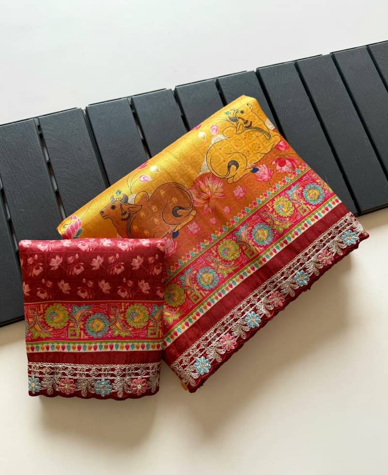 Yellow Color Pashmina Jaqurad Weaving Work Dola Silk Blend Saree