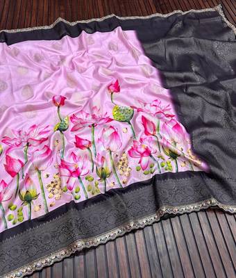 Pink Color Jaqurad Weaving Work Georgette Silk Saree 1