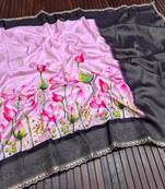 Pink Color Jaqurad Weaving Work Georgette Silk Saree