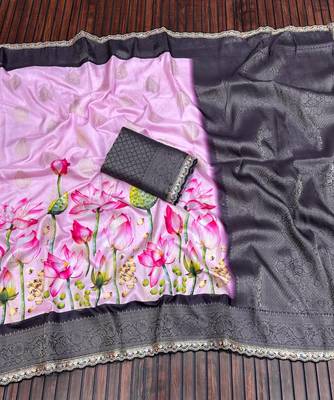 Pink Color Jaqurad Weaving Work Georgette Silk Saree 2