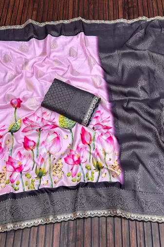Pink Color Jaqurad Weaving Work Georgette Silk Saree