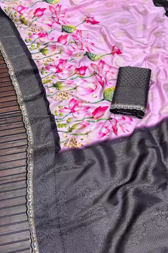 Pink Color Jaqurad Weaving Work Georgette Silk Saree