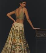 Beige Printed Tissue Lehenga Set
