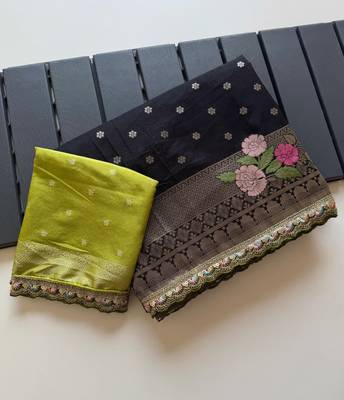 Black Color Georgette Minakari Petch Work Georgette Khadi Saree 1