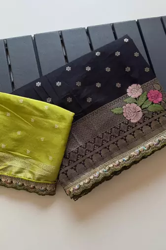 Black Color Georgette Minakari Petch Work Georgette Khadi Saree