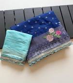 Blue Color Georgette Minakari Petch Work Georgette Khadi Saree