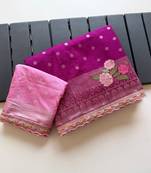 Plum Color Georgette Minakari Petch Work Georgette Khadi Saree