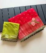 Red Color Georgette Minakari Petch Work Georgette Khadi Saree