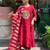Womens elegant red embroidered kurta with contrast dupatta