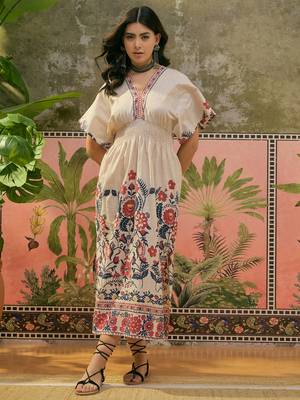 Sangria printed beige colour dress 2