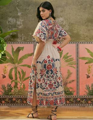 Sangria printed beige colour dress 3