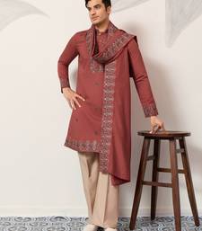 ORANGE VISCOSE SILK THREAD & SEQUINS EMBROIDERED WORK FUNCTION FESTIVAL MARRIAGE PARTY WEAR STRAIGHT KURTA DUPATTA