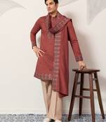 ORANGE VISCOSE SILK THREAD & SEQUINS EMBROIDERED WORK FUNCTION FESTIVAL MARRIAGE PARTY WEAR STRAIGHT KURTA DUPATTA