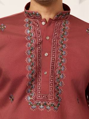 ORANGE VISCOSE SILK THREAD & SEQUINS EMBROIDERED WORK FUNCTION FESTIVAL MARRIAGE PARTY WEAR STRAIGHT KURTA DUPATTA 4