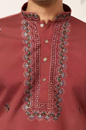 ORANGE VISCOSE SILK THREAD & SEQUINS EMBROIDERED WORK FUNCTION FESTIVAL MARRIAGE PARTY WEAR STRAIGHT KURTA DUPATTA