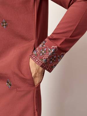 ORANGE VISCOSE SILK THREAD & SEQUINS EMBROIDERED WORK FUNCTION FESTIVAL MARRIAGE PARTY WEAR STRAIGHT KURTA DUPATTA 5