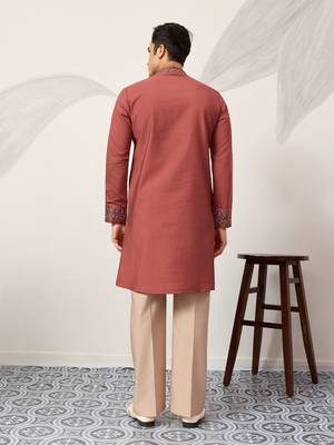 ORANGE VISCOSE SILK THREAD & SEQUINS EMBROIDERED WORK FUNCTION FESTIVAL MARRIAGE PARTY WEAR STRAIGHT KURTA DUPATTA 6