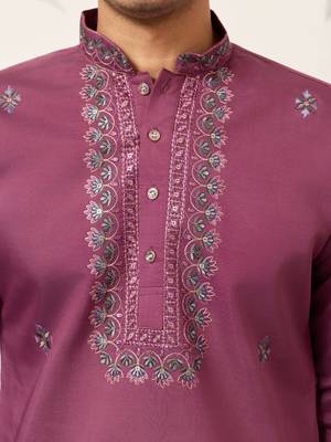 DUSTY PINK VISCOSE SILK THREAD & SEQUINS EMBROIDERED WORK FUNCTION FESTIVAL MARRIAGE PARTY WEAR STRAIGHT KURTA DUPATTA 5