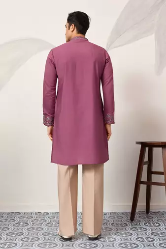 DUSTY PINK VISCOSE SILK THREAD & SEQUINS EMBROIDERED WORK FUNCTION FESTIVAL MARRIAGE PARTY WEAR STRAIGHT KURTA DUPATTA