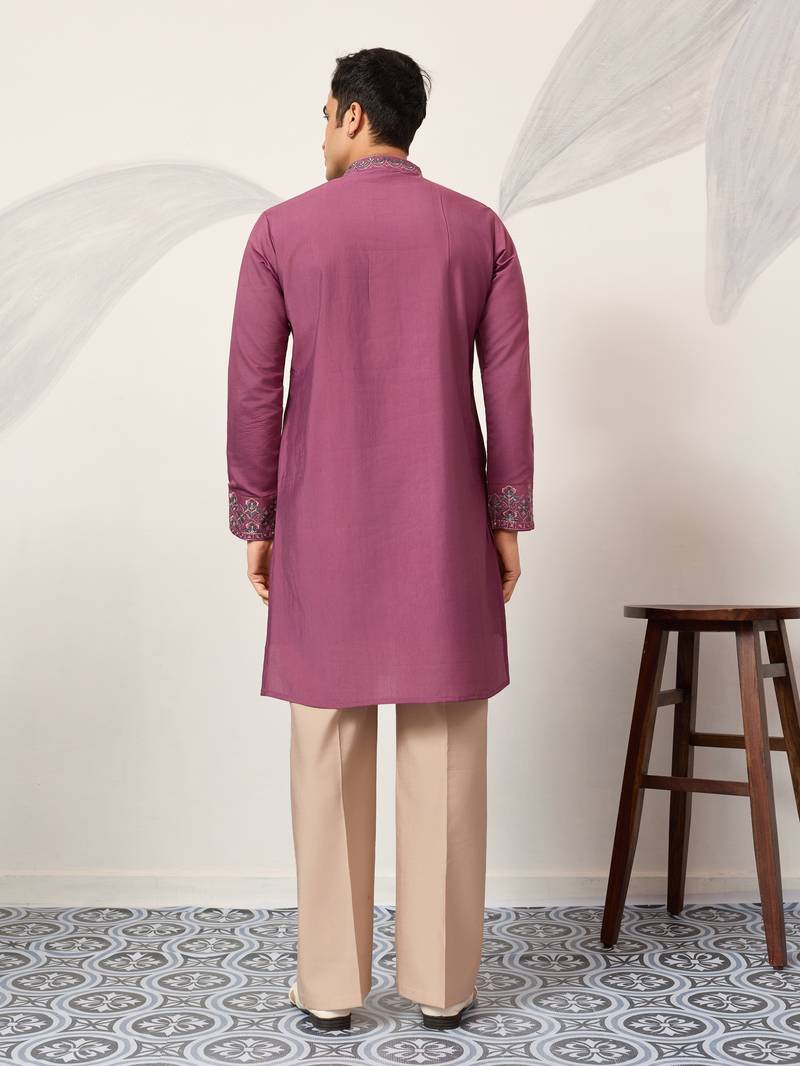 DUSTY PINK VISCOSE SILK THREAD & SEQUINS EMBROIDERED WORK FUNCTION FESTIVAL MARRIAGE PARTY WEAR STRAIGHT KURTA DUPATTA