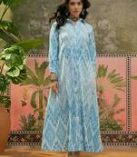 Sangria printed shirt collar maxi dress