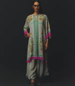 Mint green printed chiffon kurta set