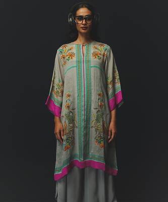 Mint green printed chiffon kurta set 2
