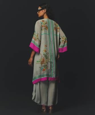 Mint green printed chiffon kurta set 3
