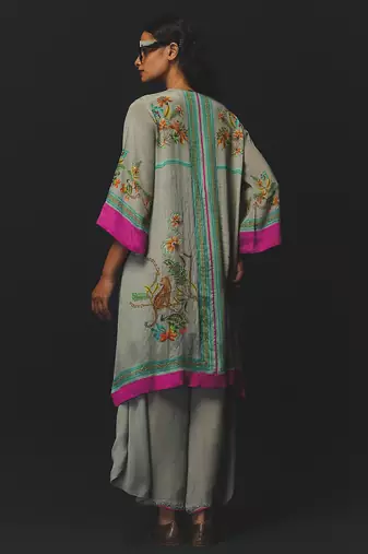 Mint green printed chiffon kurta set