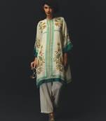 Beige printed chiffon kurta set