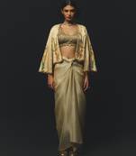 Beige embroidered linen co ord set
