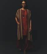 Rust printed crepe kurta set