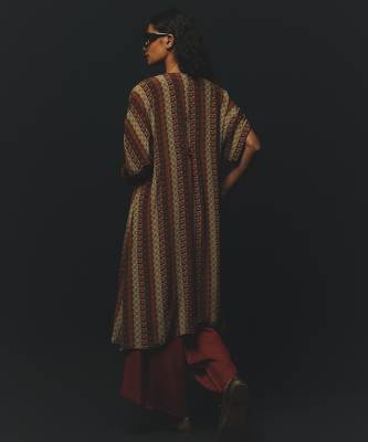 Rust printed crepe kurta set 2