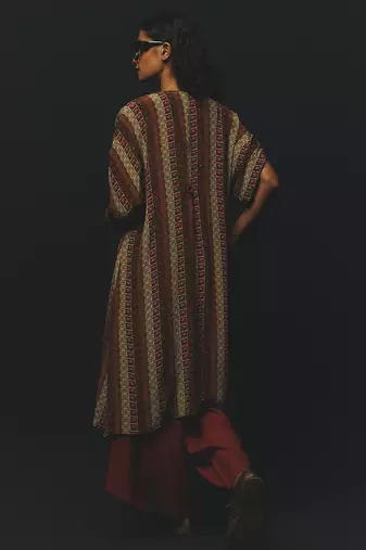 Rust printed crepe kurta set