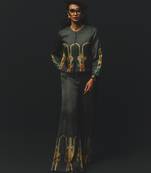 Charcoal embroidered linen co ord set