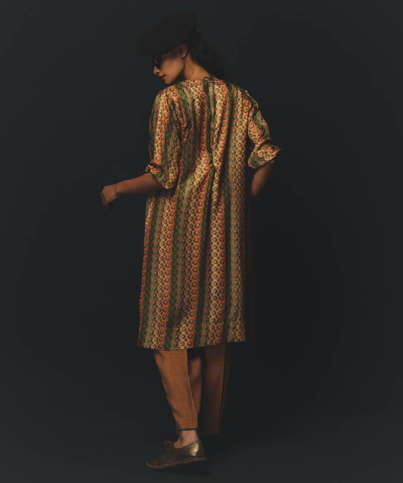 Multicolor printed satin kurta set