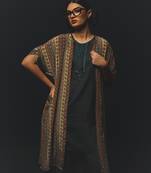 Grey printed crepe kurta set