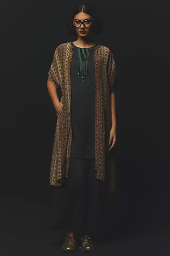 Grey printed crepe kurta set